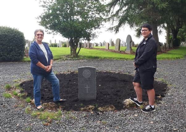 Avril Mackenzie and Yvonne Baillie at the old Loanhead Cemetery