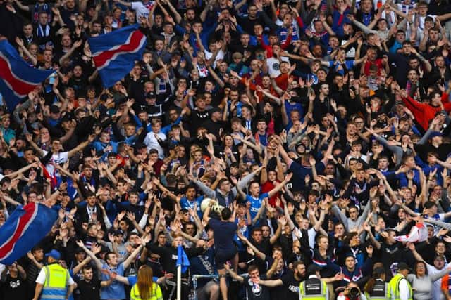 Rangers fans in the first-leg tie with Maribor at Ibrox. Picture: SNS/Craig Williamson