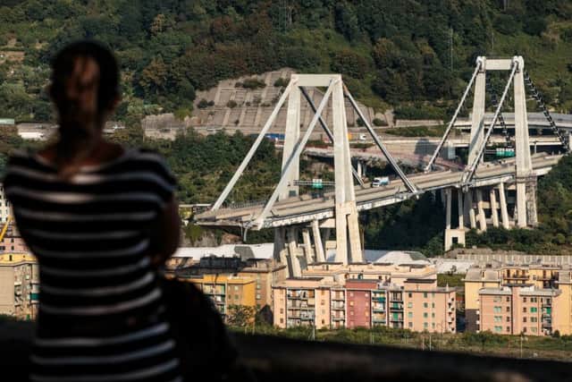 The remaining section of the Morandi Bridge in Genoa. Picture: Jack Taylor/Getty Images