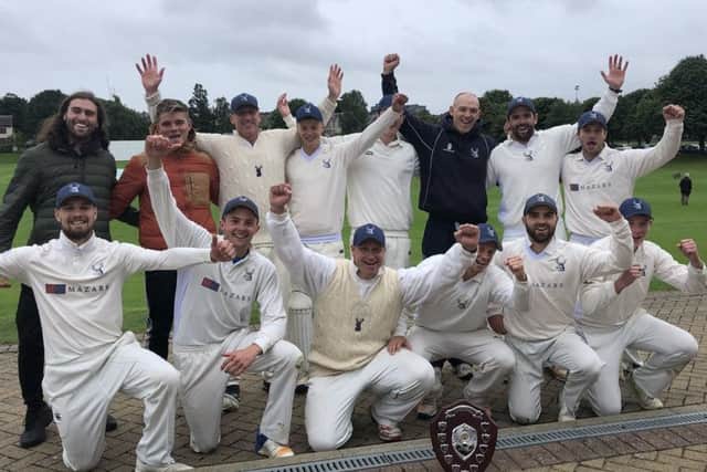 The Grange team celebrate clinching the CSL Eastern Premiership title following their win over Heriots at Goldenacre