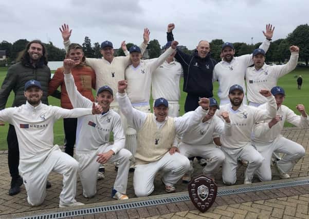The Grange team celebrate clinching the CSL Eastern Premiership title following their win over Heriots at Goldenacre