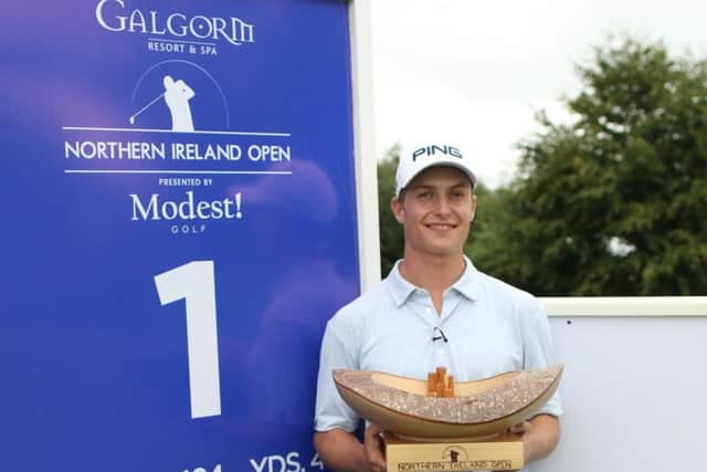 Calum Hill claimed his maiden European Challenge Tour title at the Galgorm Resort and Spa NI Open in Ballymena. Picture: Peter Morris/Press Eye