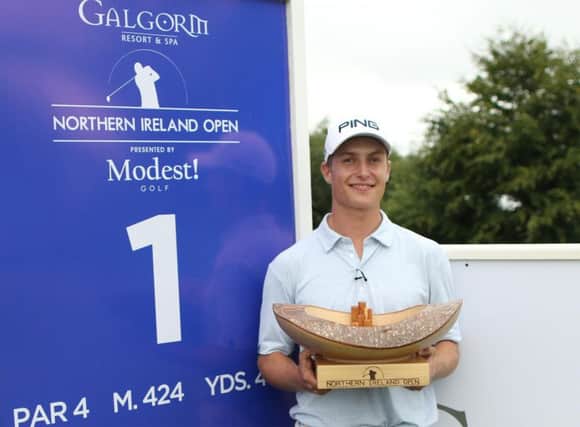 Calum Hill claimed his maiden European Challenge Tour title at the Galgorm Resort and Spa NI Open in Ballymena. Picture: Peter Morris/Press Eye