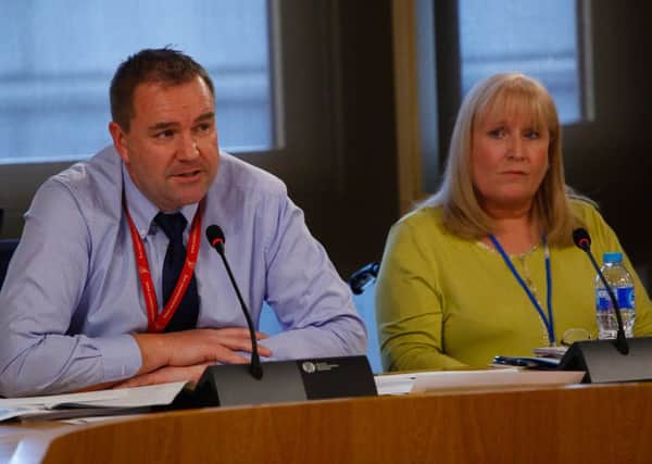 Scottish Labour MSP and mesh campaigner Neil Findlay (L) with Elaine Holmes (R) who had a mesh implant. Picture: Johnston Press