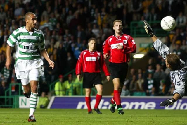 Henrik Larsson netted a first-half hat-trick when Celtic met Suduva in 2002. Picture: SNS