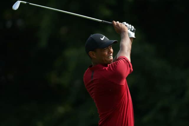 Tiger Woods in action during the final round of the 2018 PGA Championship. Picture: Richard Heathcote/Getty