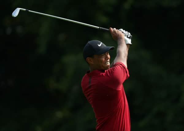 Tiger Woods in action during the final round of the 2018 PGA Championship. Picture: Richard Heathcote/Getty