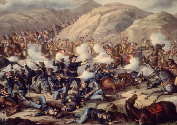 25th June 1876:  General George Armstrong Custer (1839 - 1876) and the men of the US 7th Cavalry are surrounded and massacred by Sioux and Cheyenne Indians at the Battle of Little Big Horn, Montana.  (Photo by MPI/Getty Images)