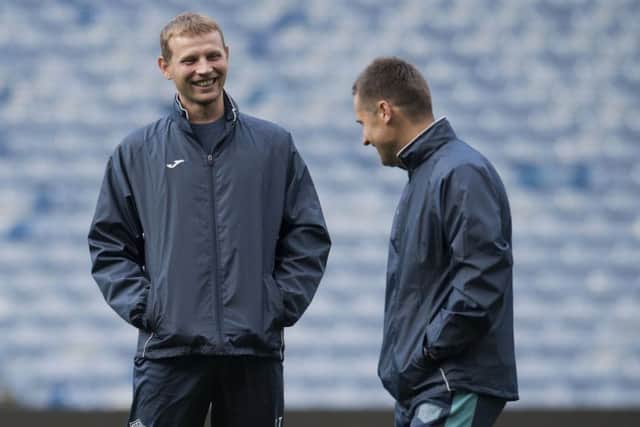 Ufa manager Sergei Tomarov, left, at Ibrox. Picture: Craig Foy/SNS