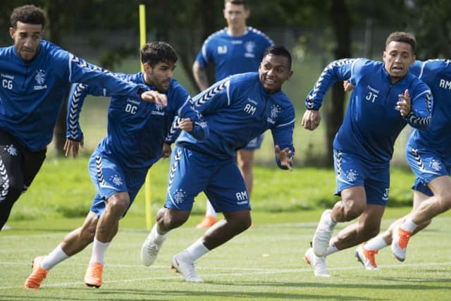 Alfredo Morelos, centre, is wanted by Dynamo Kiev. Picture: SNS