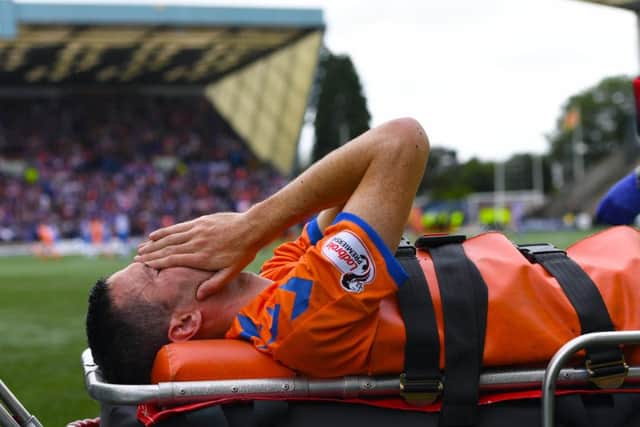 Rangers' Jamie Murphy is stretchered off at Rugby Park. Picture: Craig Williamson/SNS