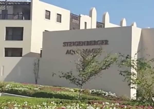 The Steigenberger Aqua Magic Hotel in Hurghada, Egypt. Tour operator Thomas Cook is evacuating all of its customers from the hotel in Egypt's Red Sea resort  after two Britons died there this week under unclear circumstances. Picture: AP Photo/APTN.