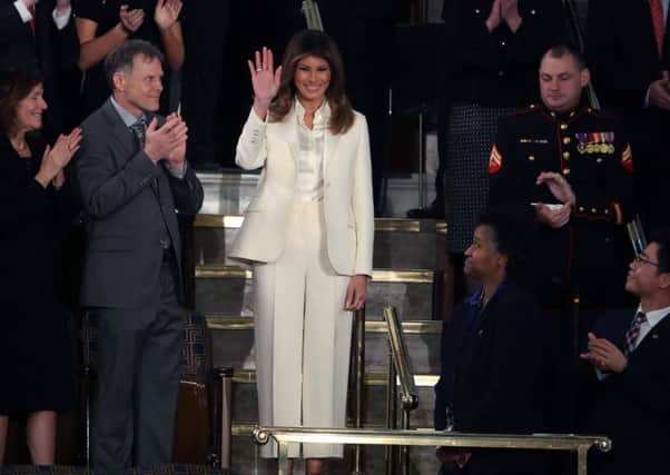 First lady Melania Trump arrives for the State of the Union address in the chamber of the U.S. House of Representatives January 30, 2018 in Washington, DC. Picture: Mark Wilson/Getty Images.