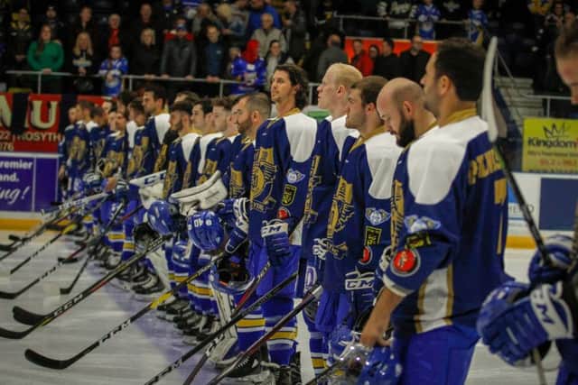 Fife Flyers line up for their pre-season exhibition game versus University of Manitoba Bisons (Pic: Jillian McFarlane)