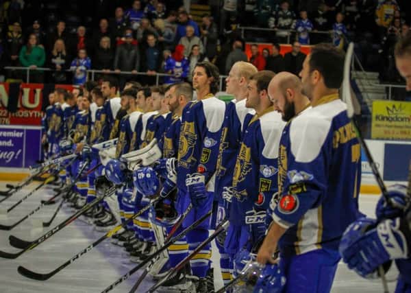 Fife Flyers line up for their pre-season exhibition game versus University of Manitoba Bisons (Pic: Jillian McFarlane)