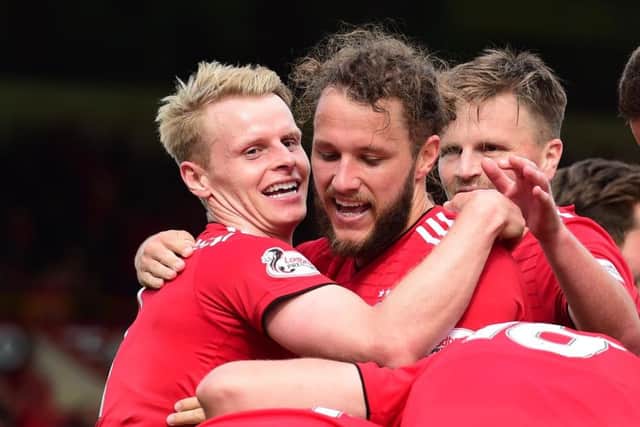 Stevie May, centre, celebrates his goal against St Mirren. Picture: Alan Harvey/SNS