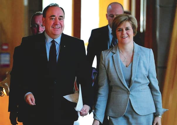 Alex Salmond with Nicola Sturgeon, against whose government he has brought a legal action. 
Picture: 
Ian Rutherford