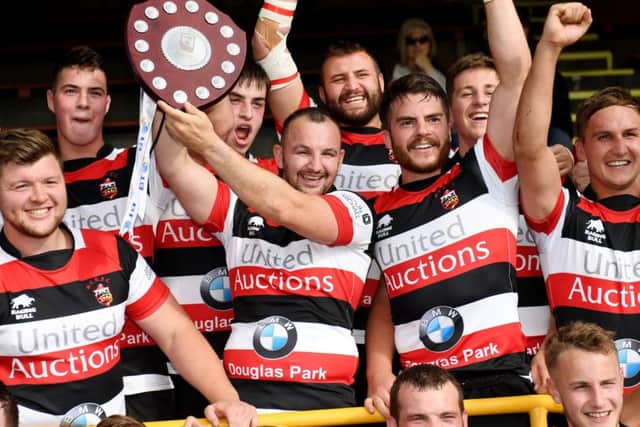 Stirling's Jonny Hope celebrates their win. Pic: SNS/SRU/Gary Hutchison