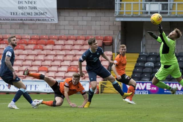 Paul Watson (centre) scores to make it 1-0. Pic: SNS/Bill Murray