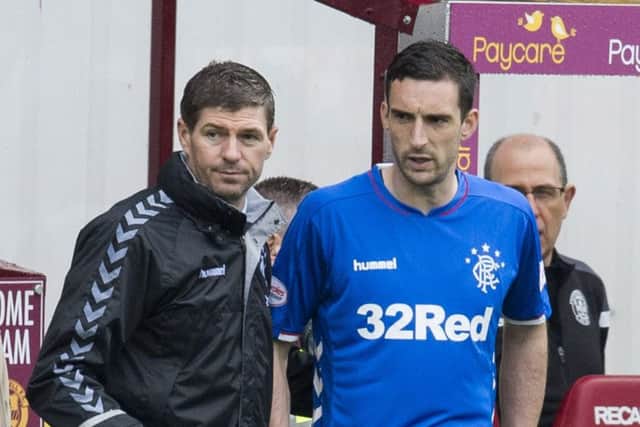 Lee Wallace, right, was introduced as a substitute as Rangers were about to defend the late corner from which Motherwell scored. Picture: SNS
