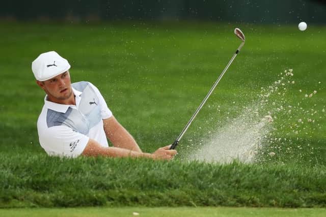 Bryson DeChambeau plays out of a bunker on the tenth during the final round of The Northern Trust. Picture: Gregory Shamus/Getty