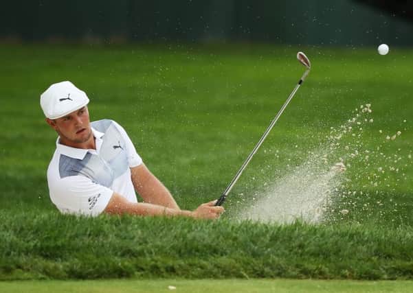 Bryson DeChambeau plays out of a bunker on the tenth during the final round of The Northern Trust. Picture: Gregory Shamus/Getty