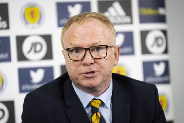 Scotland manager Alex McLeish speaks to the press at Hampden. Picture: Roddy Scott/SNS