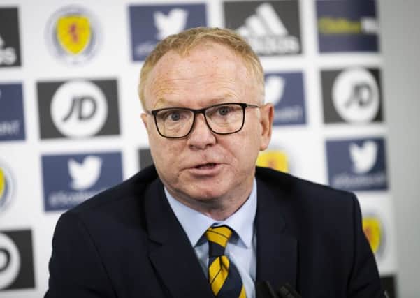 Scotland manager Alex McLeish speaks to the press at Hampden. Picture: Roddy Scott/SNS
