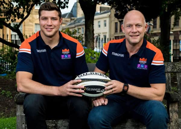 Edinburgh's Grant Gilchrist and Duncan Hodge 
at the launch of Premier Sports' coverage of the Guinness Pro14.
 
Picture: Ross Parker/SNS
