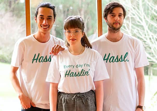 Left to right: Hassl co-founders James Lim, Lauren Crystal and Mitch Furlong. Picture: Contributed