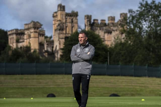 Celtic manager Brendan Rodgers oversees training at Lennoxtown.