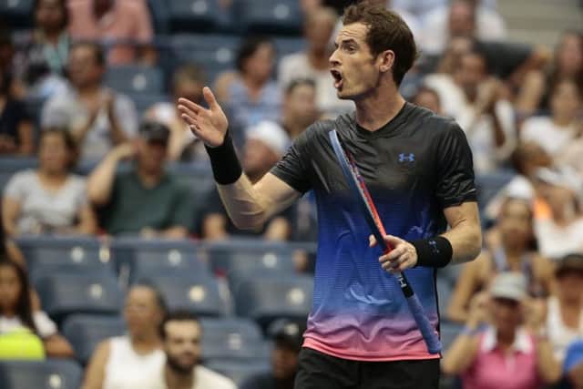 Andy Murray argues with the chair umpire during his match against Fernando Verdasco. Picture: AP