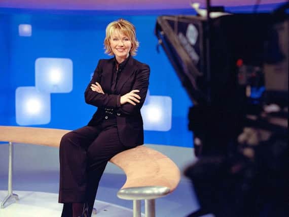 Kirsty Young was one of the original hosts of 5 News on Channel 5, which became famous for the presenters standing or sitting on rather than behind a desk.