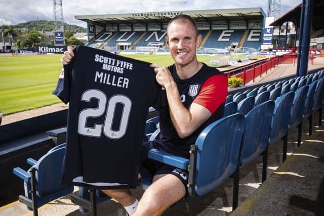 Kenny Miller was unveiled at Dens Park yesterday after signing a two-year deal with Dundee. Picture: SNS