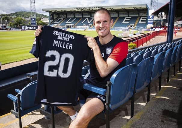 Kenny Miller was unveiled at Dens Park yesterday after signing a two-year deal with Dundee. Picture: SNS