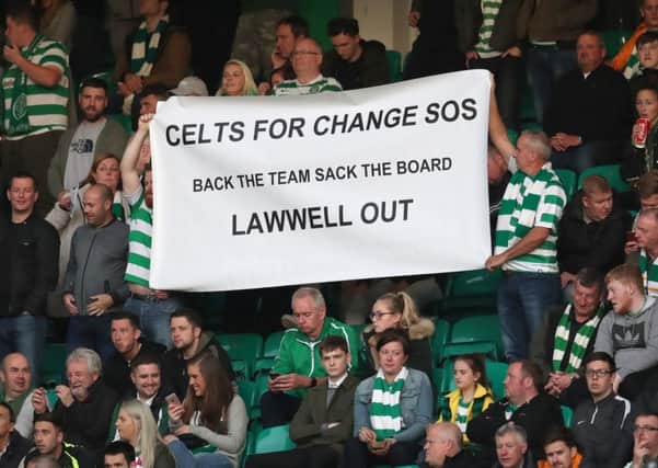 Celtic fans display a banner ahead of the Europa League clash with Suduva. Picture: PA