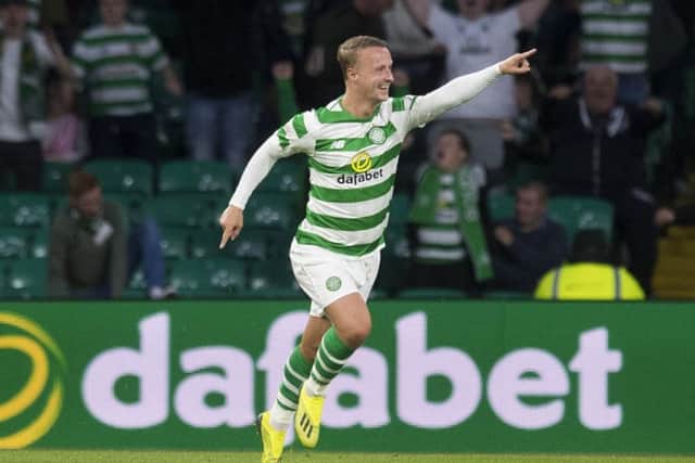 Leigh Griffiths celebrates scoring the opener, and his 100th Celtic goal. Picture: SNS Group
