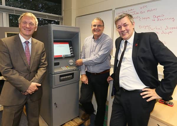 Left to right: Ivan McKee, minister for trade, investment and innovation; Jim Tomaney, COO at Renovite Technologies; and Cllr. Altany Craik, Fife Council. Picture: Contributed