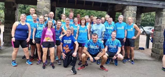 The large turn out of Falkland Trail Runners at the St Andrews parkrun.