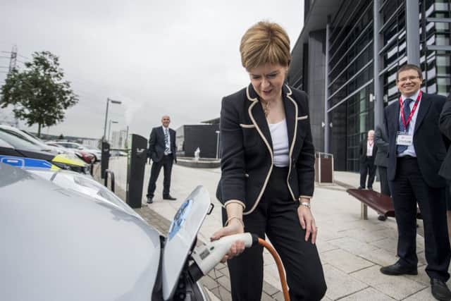 Nicola Sturgeon viewed a range of electric vehicles used by the emergency services while visiting the Scottish Fire and Rescue Service headquarters in Cambuslang. Picture: John Devlin