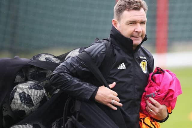Peter Grant prepares for a Scotland training session at the Oriam. Picture: Getty Images