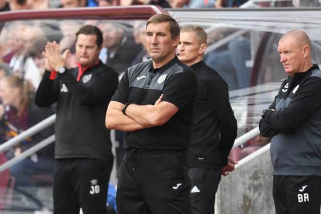 01/09/18 LADBROKES PREMIERSHIP
HEARTS v ST MIRREN (4-1)
TYNECASTLE PARK - EDINBURGH
St Mirren manager Alan Stubbs in the dugout.