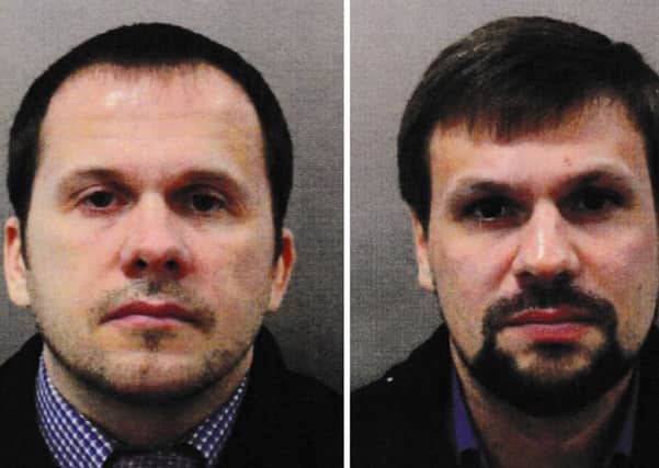 Two Russian nationals, Alexander Petrov (left) and Ruslan Boshirov, have been named as suspects in the Salisbury novichok poisoning. Picture: Metropolitan Police