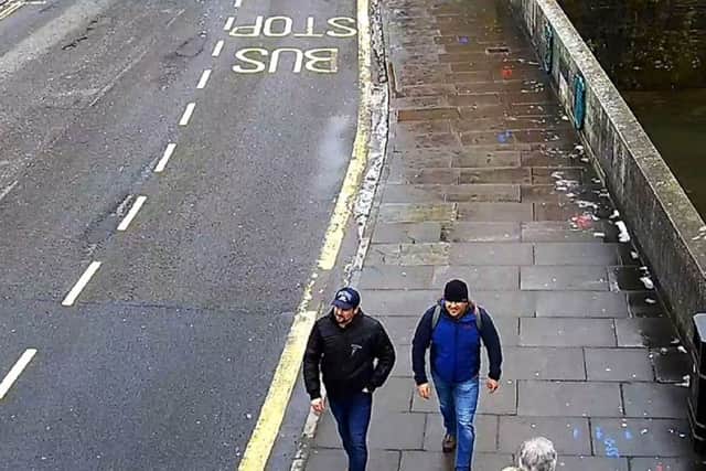 CCTV shows the two suspects on Fisherton Road in Salisbury. Picture: PA Wire/Metropolitan Police