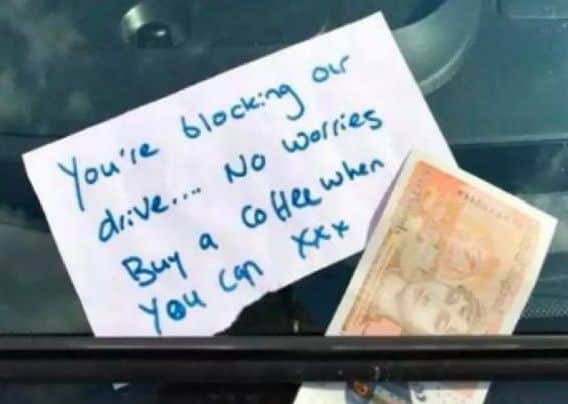 The note was left on the ambulance. Picture: Facebook/SWNS