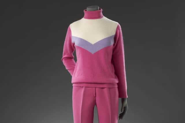 Ski ensemble, sweater by Pringle of Scotland, ski pants by Croydor of Switzerland, 1968. Picture: contributed