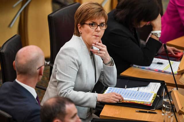 First Minister Nicola Sturgeon at First Minister's Question today, the first of the new parliamentary session at Holyrood after the summer recess. Picture: Jeff J Mitchell/Getty Images