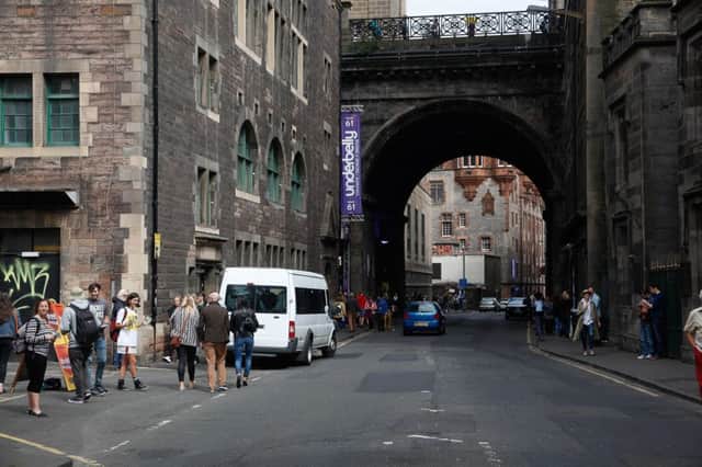 Pavement parking in Cowgate in Edinburgh. Picture: Johnston Press