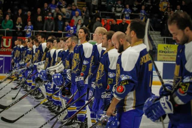 Fife Flyers line up for their pre-season exhibition game versus University of Manitoba Bisons (Pic: Jillian McFarlane)
