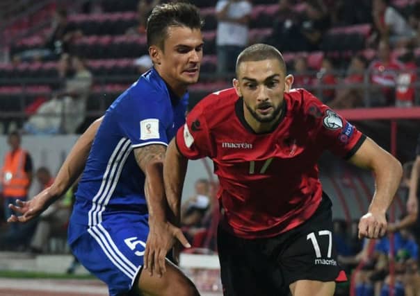 Eros Grezda in action for Albania against Liechtenstein - but the winger won't face Scotland. Picture: Getty Images